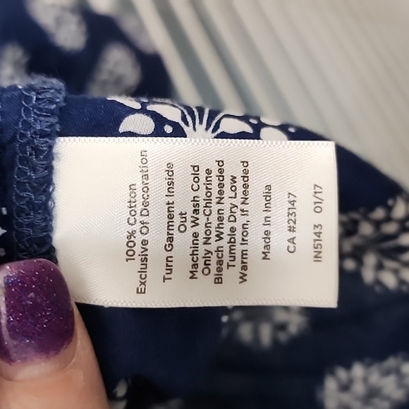 Talbots Blue & White Embroidered Lightweight Floral Blouse Size XL - Picture 5 of 8